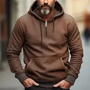 Men's Hoodie Quarter Zip Hoodie Black Army Green Navy Blue Brown Hooded Plain Pocket Sports Outdoor Daily Holiday Streetwear Cool Casual Spring Fall Clothin