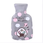 2 Pcs Portable Medium Size Cute Explosion-proof Hot Water Bottle Water Heating Water Bag Detachable Plush Coat Hand Warmers Chicken gray