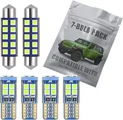 EBAIFUN 7-pc Ice Blue LED Interior Light Kit Compatible with Jeep Wrangler JK 2-Door 4-Door 2007 2008 2009 2010 2011 2012 2013 2014 2015 2016 2017 Map Dome Trunk License Plate Bulb Replacement Package