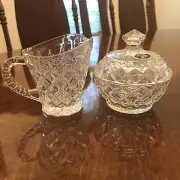 Bohemia Czech Crystal Sugar Bowl And Creamer. Vintage. Display Item. Never Used