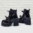 Demonia Assault Black Patent Claw Spiked Platform Ankle Boots Goth Biker Grunge
