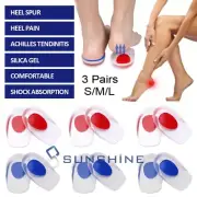 3 Pair Silicone Gel Heel Cups - Shoe Inserts for Plantar Fasciitis, Sore Heel