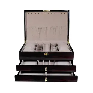 【P&W】珠寶收藏盒 木質鋼琴烤漆 手工精品 首飾盒 收納盒 帶鎖(飾品盒 飾品收納櫃 珠寶箱)