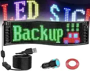 Flexible LED Car Sign, Smart LED Matrix Panel, Custom Text Pattern Graffiti Animation Display, IP66 Waterproof Scrolling Message Display Board with Car Charger, for Shop, Car, Bar 9.2 * 37.2cm