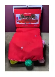 WONDERSHOP CHRISTMAS TREE SKIRT 42" X 54" WITH STARS & HANGING SNOWBALL TASSELS