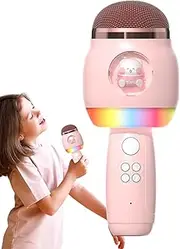 Singing Microphone for Kids, Wireless Vocal Microphone, Wireless Microphone for Kids Cartoon with LED Lights - Portable Vocal Accessories for Christmas Day Birthday, cl