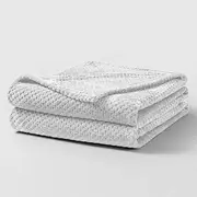Bear & Panda Waffle Flannel Fleece Mink Throw - Sofa/Bedspread/travel Blankets – Honeycomb Super Soft, light-weighted, Warm, Cosy Large Size Single, Double, King - Silver Grey, Double (150x200cm)