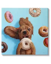 Funny Face Dog Licking Donut Canvas Wall Art by Lucia Heffernan