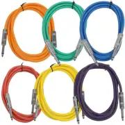 Speakers Guitar Cables, TS ¼” Guitar Cables, Male to Male, 6 Feet, Multicolor...