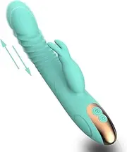 G-spot Rabbit Vibrator Strong Vibration and Rotating Beads Waterproof Dildo Vibrator Adult Sex Toys for Women Couples (Green)