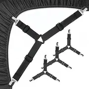 Bed Sheet Holder, Straps & Clips Set - Keep Fitted Sheets Firm & Tight with Heavy-Duty Elastic Straps for Twin, Queen, King - Ideal Bedroom Accessories for Beddys Bedding(4 pcs Black)