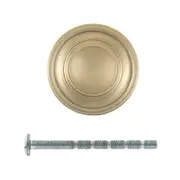 Taskmaster 34mm Brushed Brass Round Cabinet Knob - 1 Pack