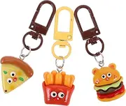 [BESTYASH] Trendy Snack Keychains Hamburger Pizza French Fry Charms Stylish Mini Keyring for Fashionable Parties