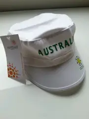 NETBALL AUSTRALIA CAP HAT WHITE - BACK IN STOCK, BETTER BE QUICK!!