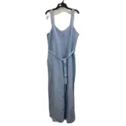 NEW Dotti Julietta Blue Viscose/Linen Blend Wide Leg Jumpsuit Ladies Size AU 16