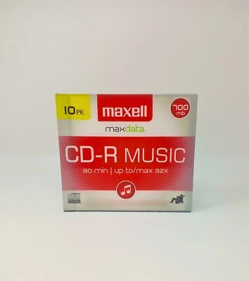 Maxell CD-R Music 700MB 80 Min 32x 10 Pack Blank Recordable Discs Sealed