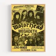Motorhead Megadeth Retro Vintage Concert Heavy Metal Band Poster Print