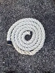 White Nylon Climbing or Tug of War Rope 1-1/4" dia; 10 ft