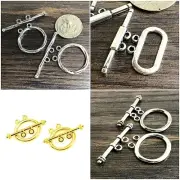 Double Rings 2 Strands Pewter Toggle Clasp Gold/Silver/Copper Jewelry Findings