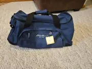 Eddie Bauer Navy Blue Canvas Rolling Duffle Bag New 26 X 13 X 12"