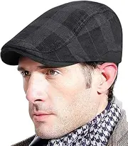 [KEOYA] Men's Newsboy Cap Adjustable Beret Flat Cap Cotton Baker Boy Caps Peaky Gatsby Hat Irish Cabbie Hat