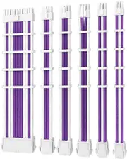 Antec PSU - Sleeved Extension Cable Kit V2 - Purple / White. 24PIN ATX, 4+4 EPS, 8PIN PCI-E, 6PIN PCI-E, Compatible with Standard PSU PSUSCW30-205-P/W