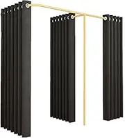 FWTXZTER Double Fitting Room for Two, F-Shape Changing Rooms Divider with 3 Shading Curtains Privacy Protection Dressing Room for Boutiques, Clothing Store Corner Changing Room (Black)