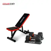 Powertrain Gen2 Pro 50KG Adjustable Dumbbell Set with Flat Incline Decline Bench