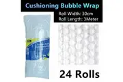 24x Bubble Cushioning Wrap Roll Packaging Clear 30CM x 3M 10MM Air Bubbles MEL