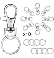 10 Sets Swivel Clasps Lanyard Snap Hook and Flat Key Rings Metal Hooks Key
