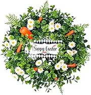 Easter Wreath Decorations with Carrot and Daisy Garland, Festive Outdoor Spring Wreath for Door, Bedroom, Window, and Living Room, Charming Easter Ornament for Seasonal Home D?cor