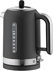 [Dualit] Classic Kettle - Matt Black Stainless Steel - 1.7L - Quiet Boiling - 2.3kW - 90 second boiling time - Repairable Element