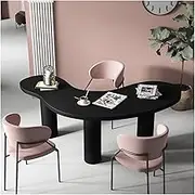 Workstations Modern Minimalist Desk Solid Wood Office Desk Arc Creative Computer Desk Designer Home Single Shaped Office Desk(Black,220 * 80 * 75cm)