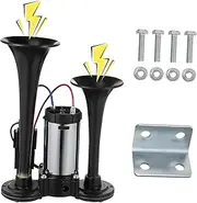 CIYODO 1 Set Dual Trumpet Air Horn Kit for Trucks Loud Train Horn with Easy Installation Compatibility for Cars Suvs Boats for Vehicles