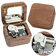 Sinzyo Grandfather’s Clock Walnut Music Box Vintage Wood Carved Wind Up Musical Box Christmas,Birthday,Valentine's Day