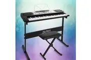 Alpha 61 Keys Electronic Piano Keyboard Digital Electric w/ Stand Stool Silver