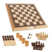 Deluxe Wooden Chess, Backgammon & Checker Set 3-in-1