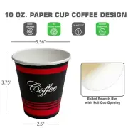 Premium 10 oz. Coffee Cups - 500 Pack - Leak-Proof Disposable Hot Beverage Cups