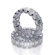 Lovely 4.00 Ct Emerald Cut Diamond U-Setting Eternity Ring G,VS1 14K WG