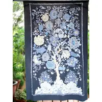 在飛比找蝦皮購物優惠-HOOMA印度手工蓋印棉布 生命之樹 靛藍色門簾 窗簾 裝飾