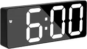 Fxvhojq Clock,Alarm Clock,Larger LED Display,Snooze Function,with Temperature Display,with Date Display,3 Brightness Adjustable,Dual Power Supply,Voice Control,Time Memory Function (Style 1)