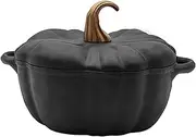 Small Cooking Pot,Cast Iron Pot with Lid,Enamelled Cast Iron Pot, Pumpkin Casserole Dish Pumpkin Pot Enameled Cast Iron Pumpkin Casserole Pot with Lid Dutch Oven Soup Stock Pot(Color:Black) (Color :