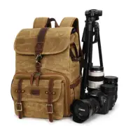Vintage Canvas DSLR Camera Backpack Bag 15'' Laptop Case For Canon Nikon Sony