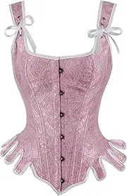 [Moonight] Corset Tops for Women Renaissance Corset Lace Up Bustier Floral Corset with Straps