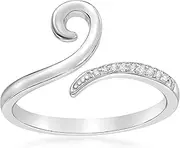 [Lavari Jewelers] 1/20 Carat Natural Diamond Snake Tail Open Toe Ring for Women in 925 Sterling Silver (H-I, I2-I3, 0.05 cttw) Hypoallergenic One Size Adjustable Toe Ring, Metal gemstone, Diamond