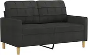 [vidaXL] Black Fabric 2-Seater Sofa Chaise - Upholstered Modern Lounge Couch with Metal Frame, Comfortable Foam Padded Seat for Living Room or Office