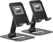 Nulaxy 2 Pack Dual Folding Cell Phone Stand, Fully Adjustable Phone Holder for Desk, Compatible with Phone 16 15 14 13 12 11, Nintendo Switch, All Phones, Black