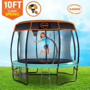 10ft Trampoline Free Safety Net Spring Pad Roof Mat Ladder Basketball - Green