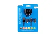 24W Dual 2.4 A USB Fast Wall Charger with 3 in 1 Charging Cable Black