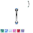 Opal Set Surgical Steel Curve Barbell Eyebrow Ring Lip Rook Snug Piercing 16G